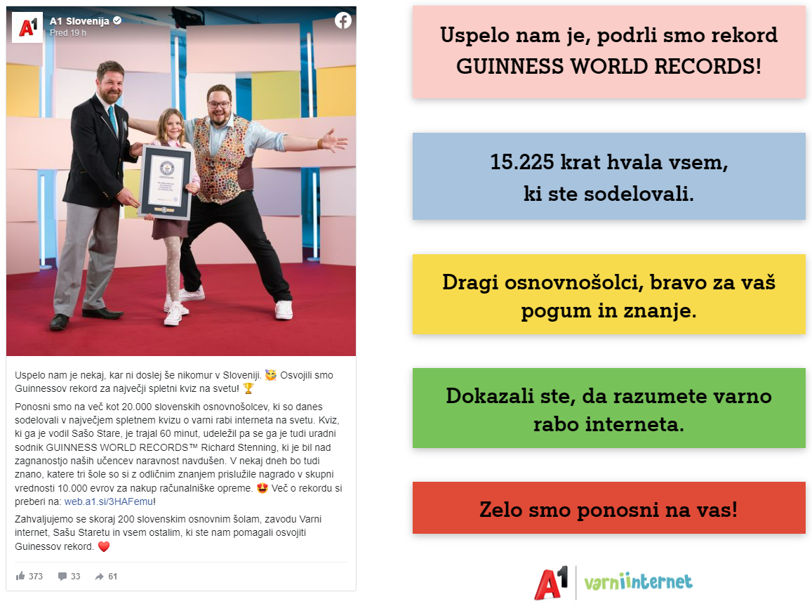 Največji spletni kviz na svetu (posnetek zaslona spletnikviz.a1.si) Največji spletni kviz na svetu (posnetek zaslona spletnikviz.a1.si)