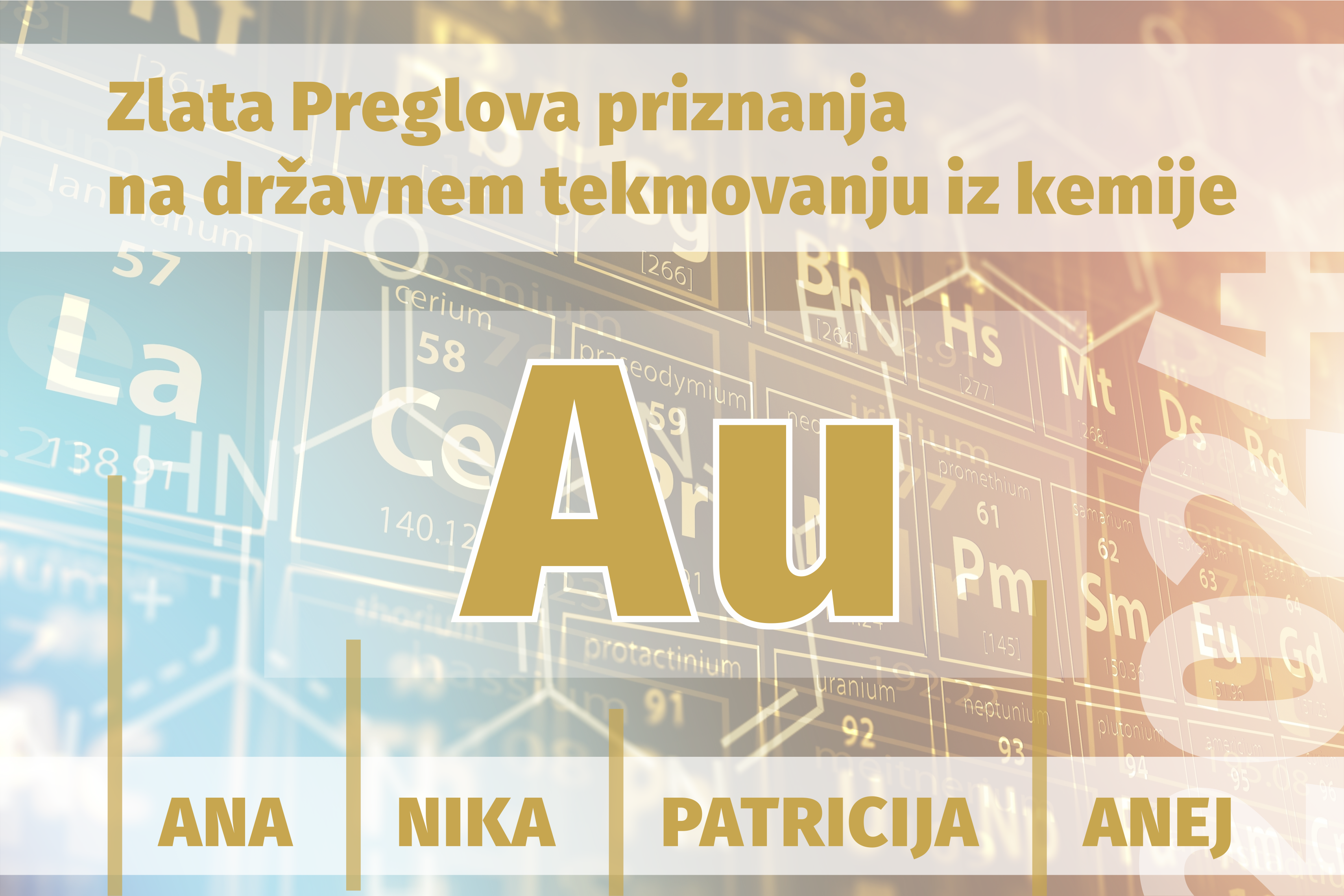 Zlata Preglova priznanja na državnem tekmovanju iz kemije Zlata Preglova priznanja na državnem tekmovanju iz kemije
